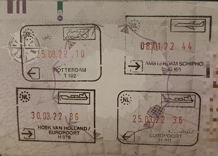 Europoort NL 🇳🇱/EU 🇪🇺 - plane, train and boat stamps on one page : r ... photo