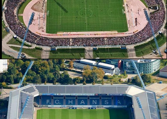 DKB-Arena Ostseestadion in Rostock, Germany. Home to FC Hansa Rostock. 1980 ... photo