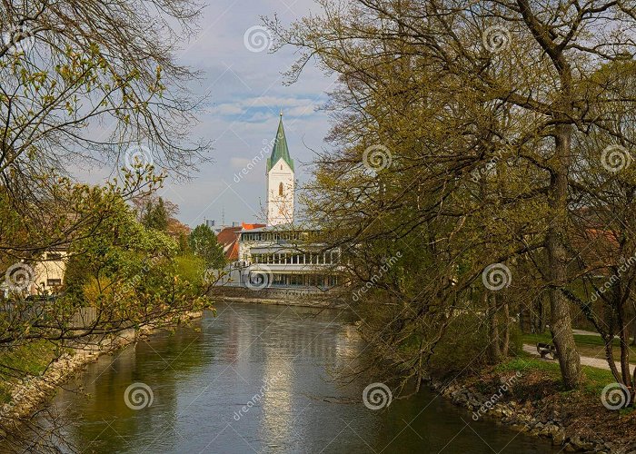 Saint Leonhard River Amper and St. Leonhard Church in FÃ¼rstenfeldbruck, Germany ... photo